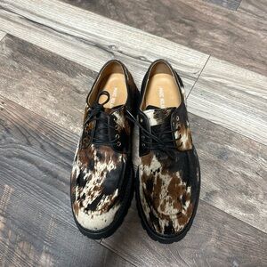 Men's Marc Nolan Luca Genuine Calf Hair Lug Sole Derby Shoes Sz 11 Dark Horse